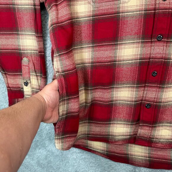 Orvis Big Bear Heavyweight Double Brushed Flannel Button Down Shirt Hand Warmer - Picture 6 of 15